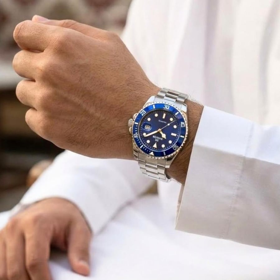 ساعة الفخامة سير ستيل ومينا ازرق R9870