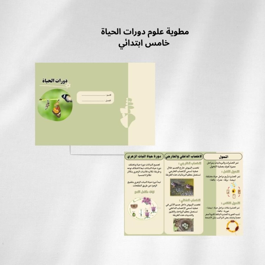 مطوية علوم دورات الحياة خامس ابتدائي