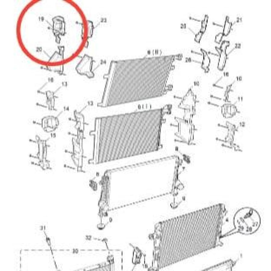 MG6 upper radiator mounting bracket, right side, replica