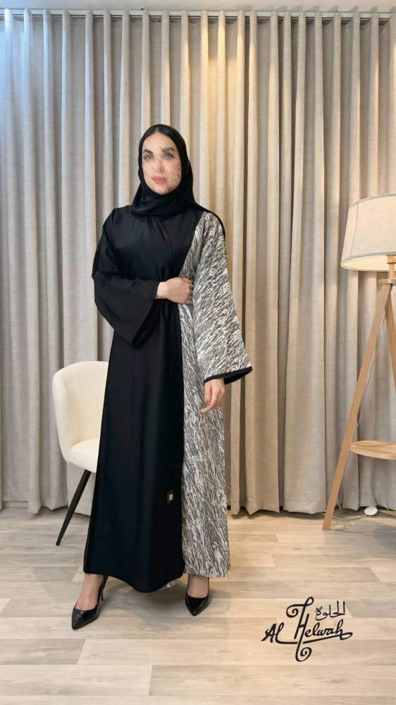 عباية مفتوحة كريب تركيب جاكار