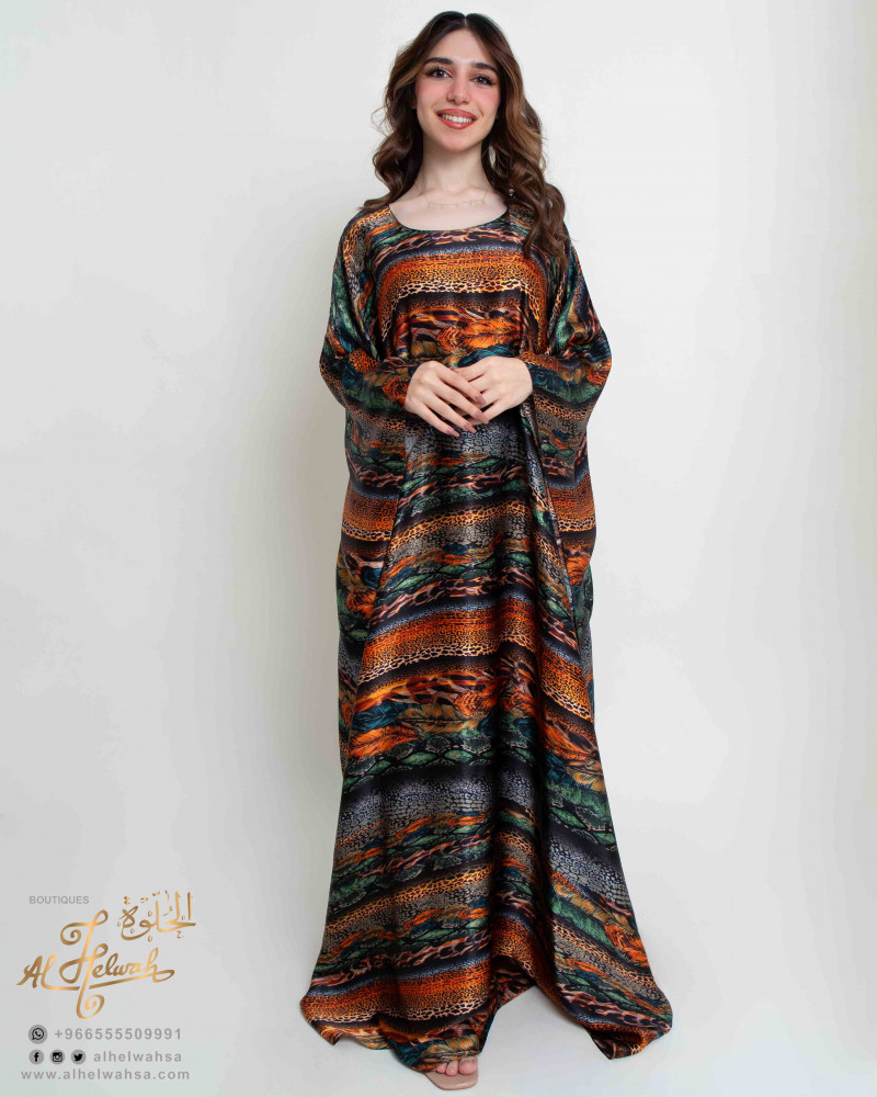 Jalabiya, silk, floral, free size, butterfly model