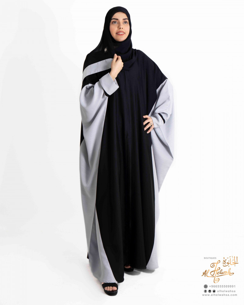 Crepe open butterfly abaya with shantoon fabric fitting + Japanese queen veil