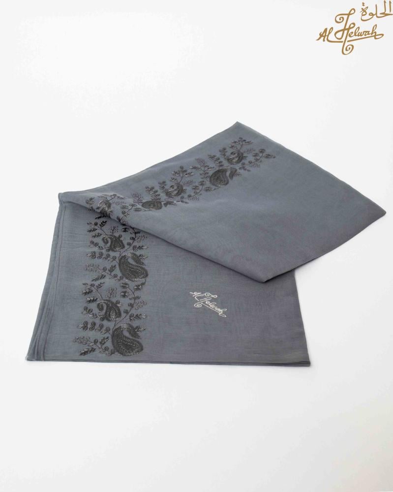 شيلة/طرحة بوال ياباني مطرزة جنب دبل 2م55xسم