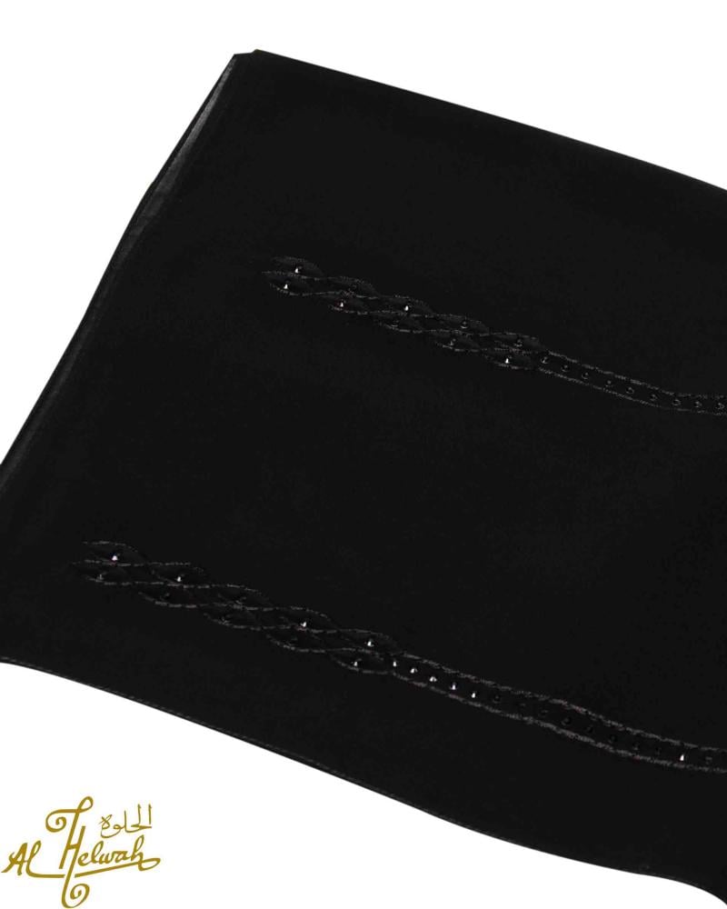 طرحة قماش ملكة  مطرزة جنب خطين