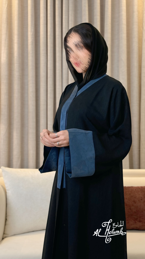 عباءة مفتوحة جاكار تركيب فسكوس مشجر