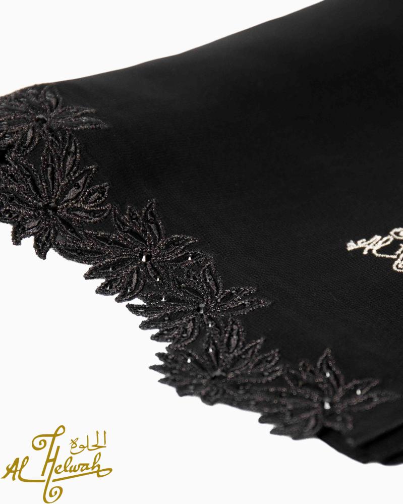 طرحة قماش ملكة  مطرزة جنب قص