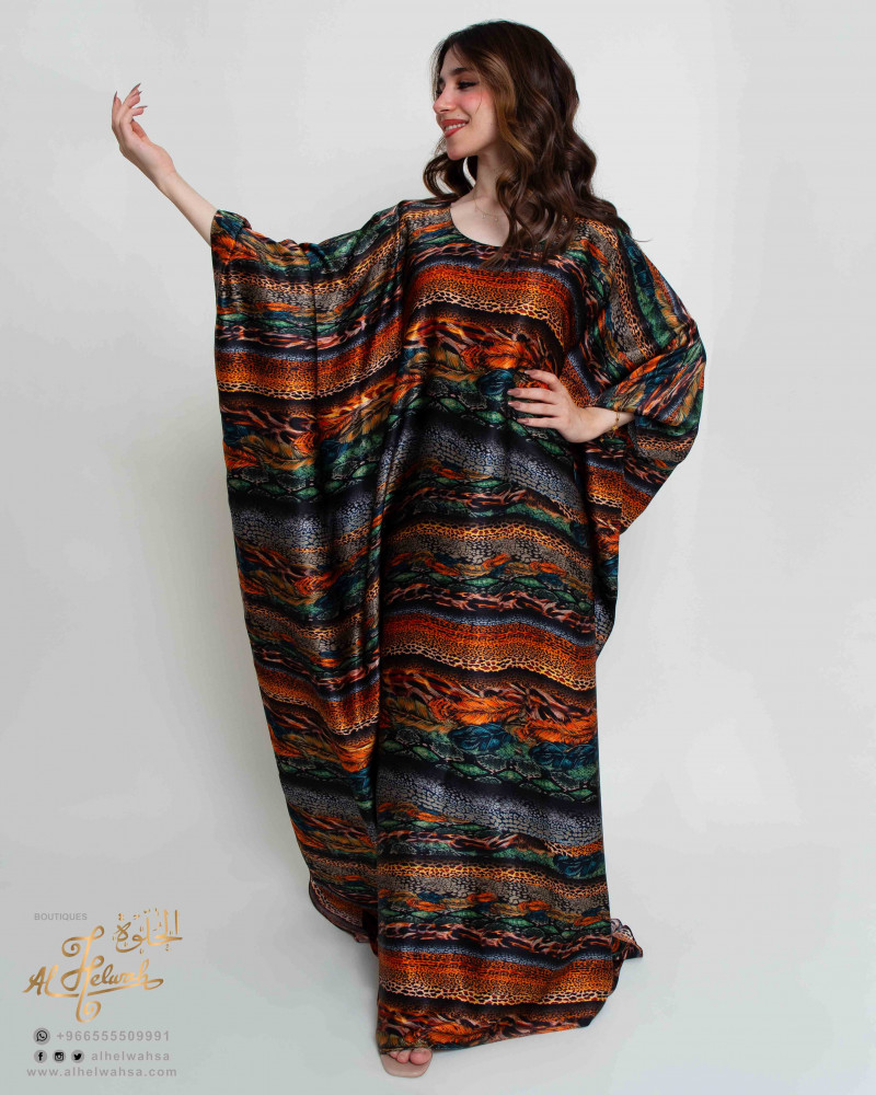 Jalabiya, silk, floral, free size, butterfly model
