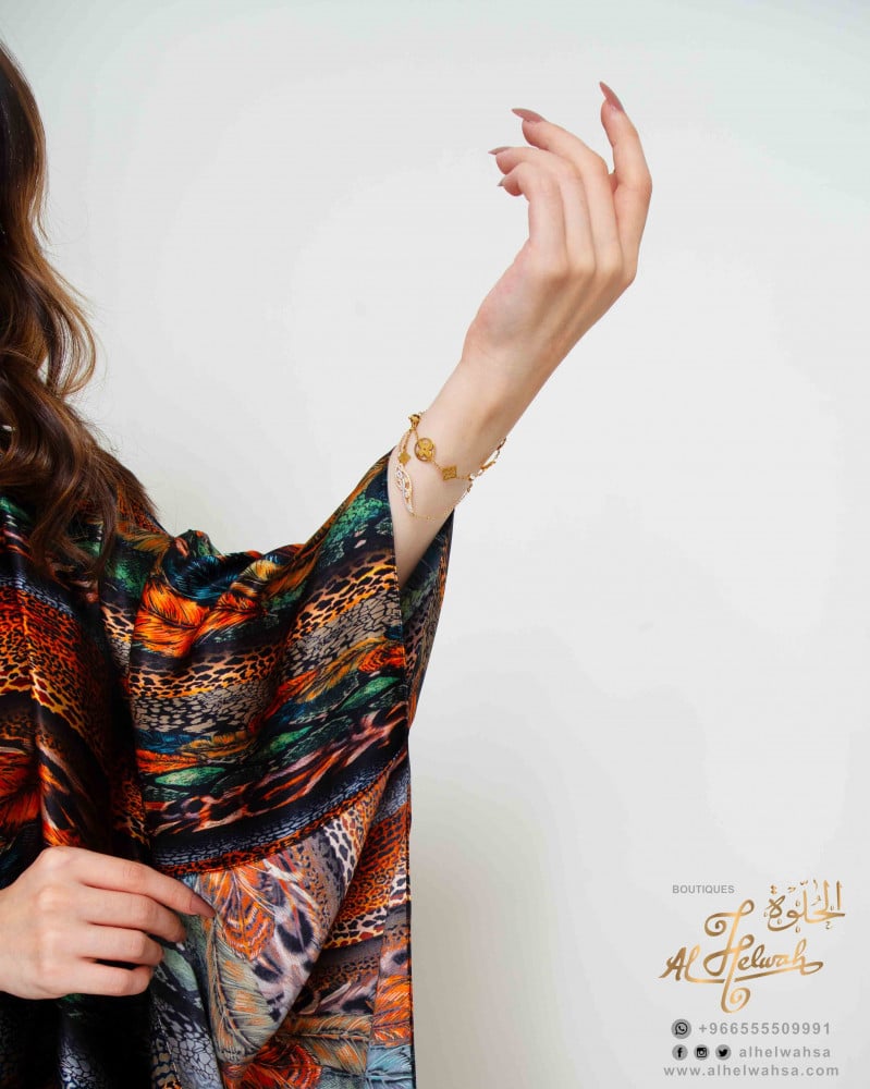 Jalabiya, silk, floral, free size, butterfly model
