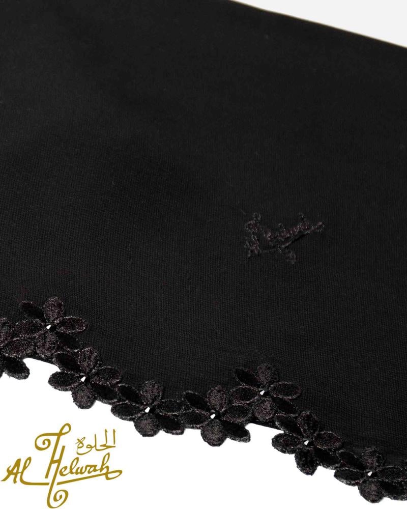 طرحة قماش ملكة  مطرزة جنب قص