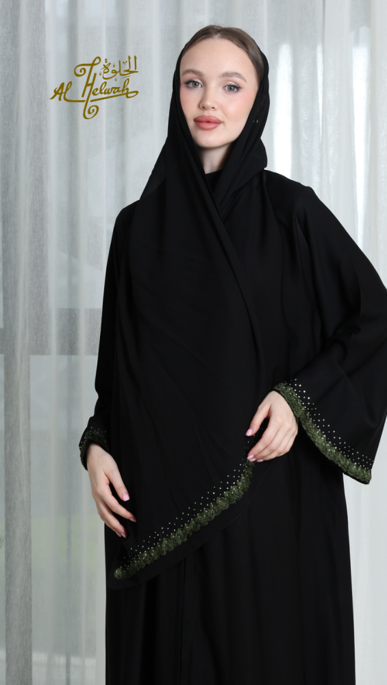 عباية مفتوحة خامة كريب هدب كم