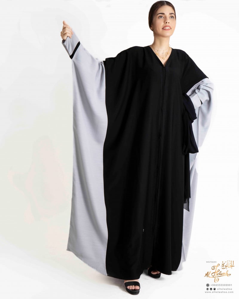 Crepe open butterfly abaya with shantoon fabric fitting + Japanese queen veil
