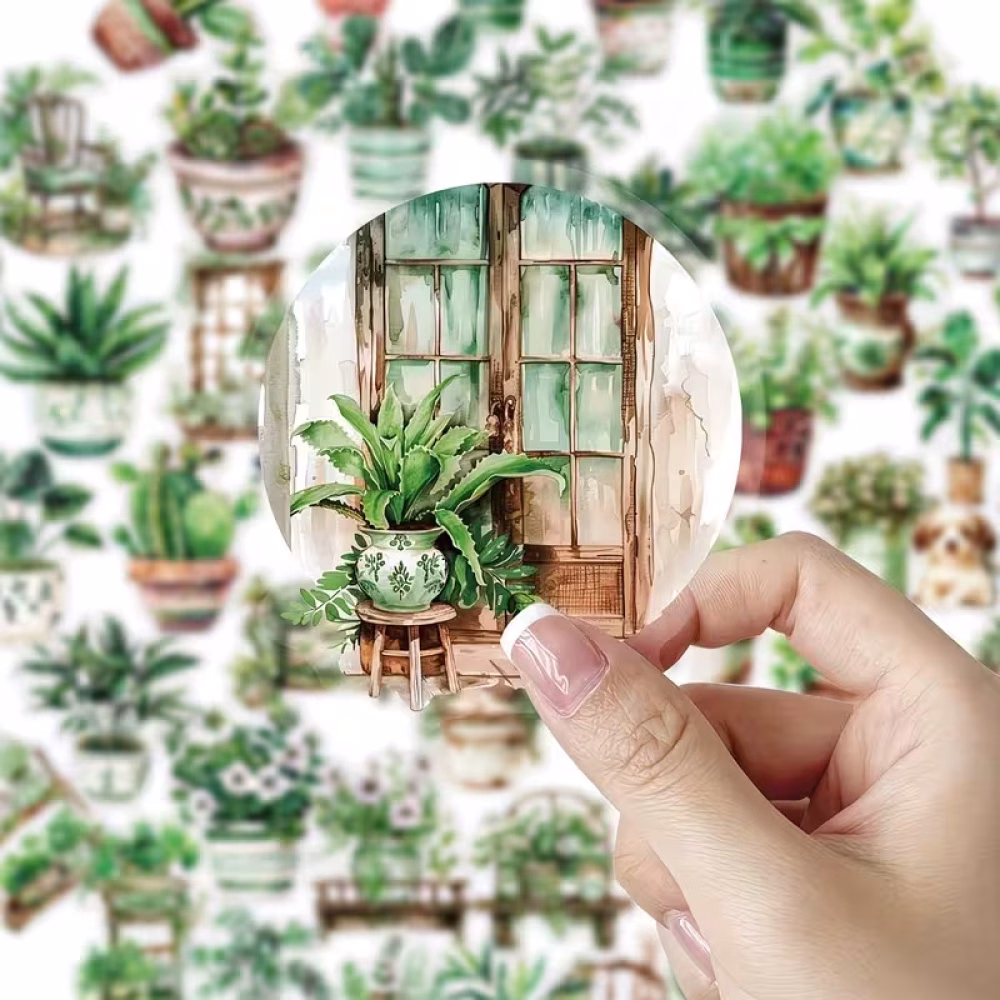 مجموعة ستيكرات نباتات وزهور بتصاميم متنوعة – ملصقات Botanical للأصص والحدائق والديكور – للدفاتر واللابتوب والهدايا والسكيت بورد – 50 قطعة