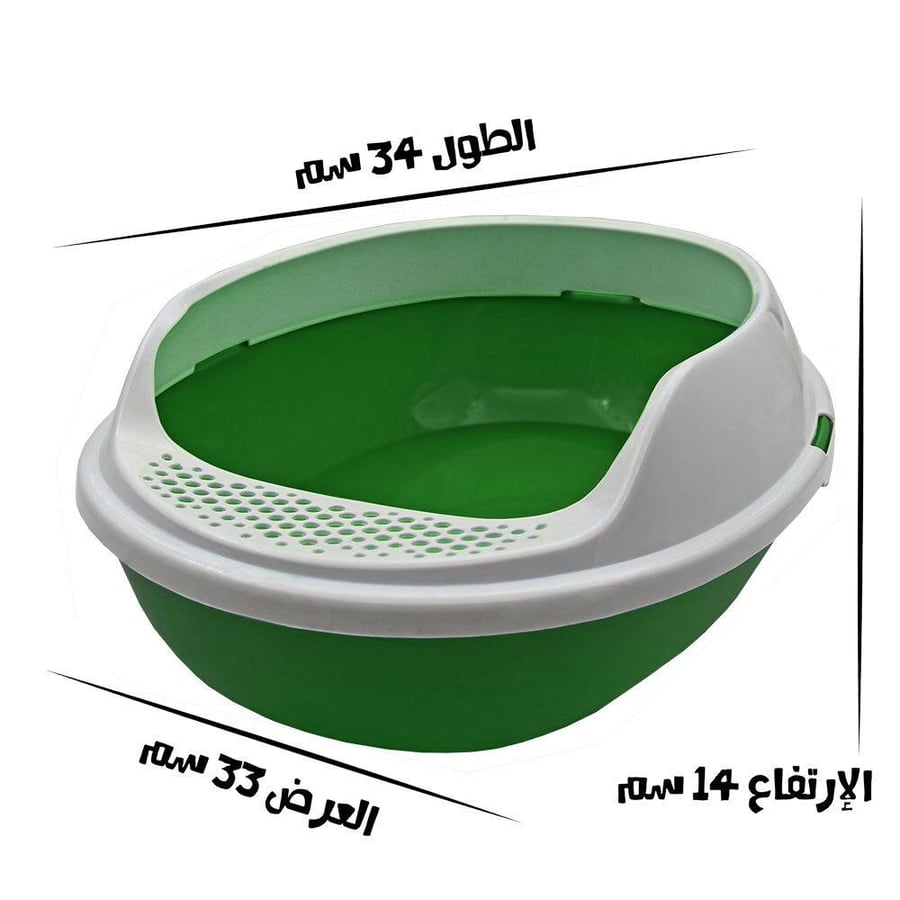 صحن رمل مفتوح بيضاوي وسط للقطط بألوان متنوعة