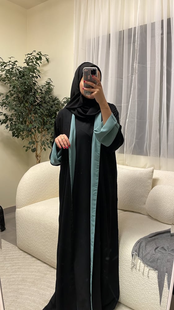 عباية شيفون دبل فيس تيفاني مع اسود