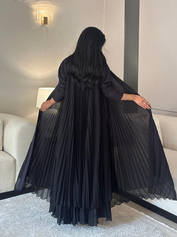 ‎ شيفون كوري مكسر أسود طبقتين دبل كلوش  ‏‎‏‎‏‎عباية