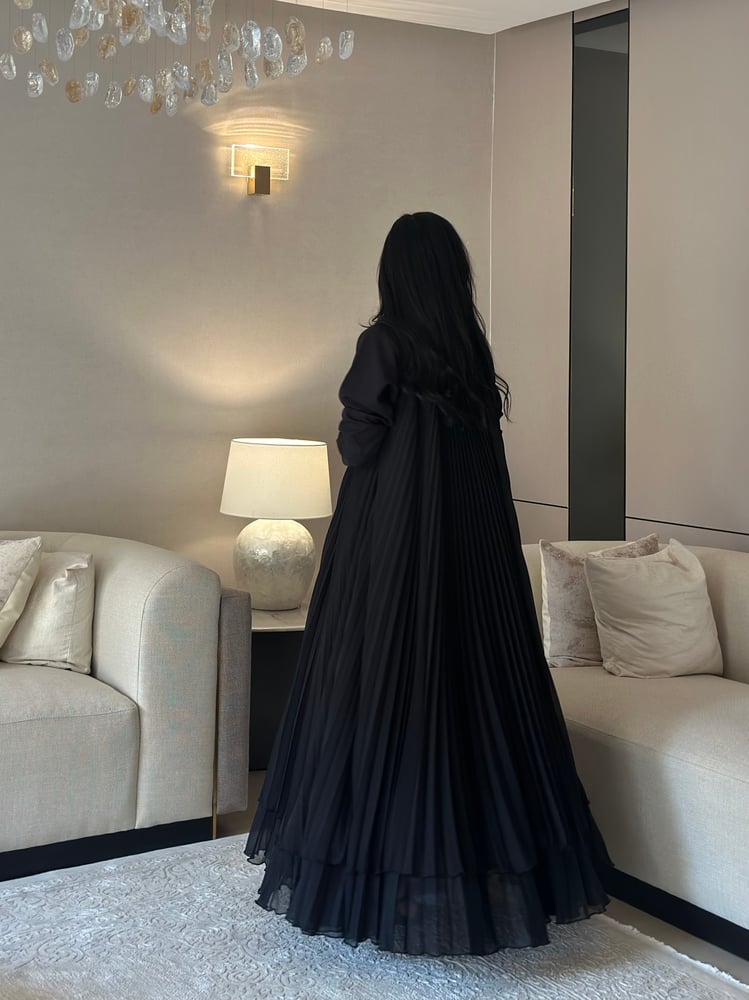 ‎ شيفون كوري مكسر أسود طبقتين دبل كلوش  ‏‎‏‎‏‎عباية