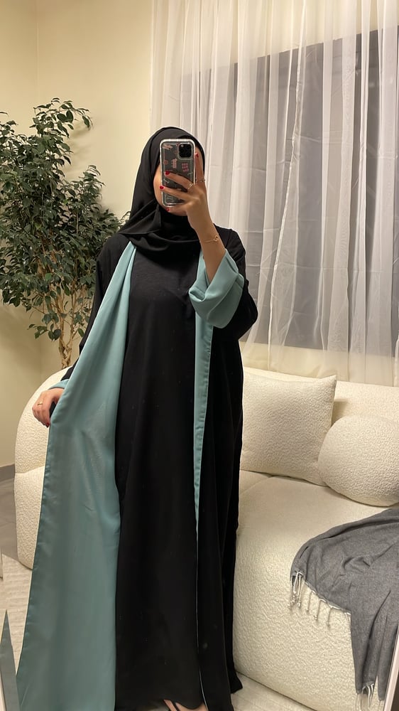 عباية شيفون دبل فيس تيفاني مع اسود