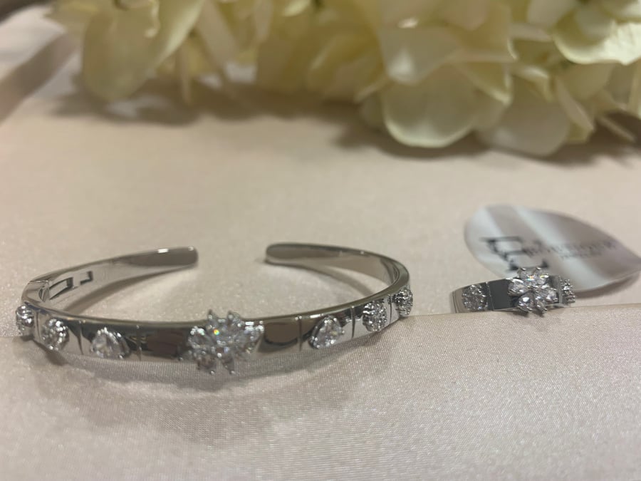 Luxury silver set, bracelet and ring