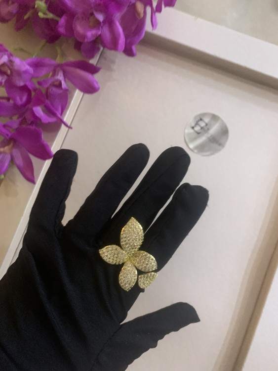 Flowers Gold Set Earrings + Rings (4 Pieces)
