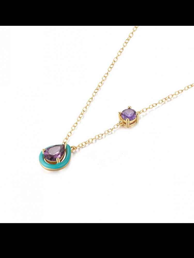 925 Sterling Silver Chain with Colorful Zircon Stone
