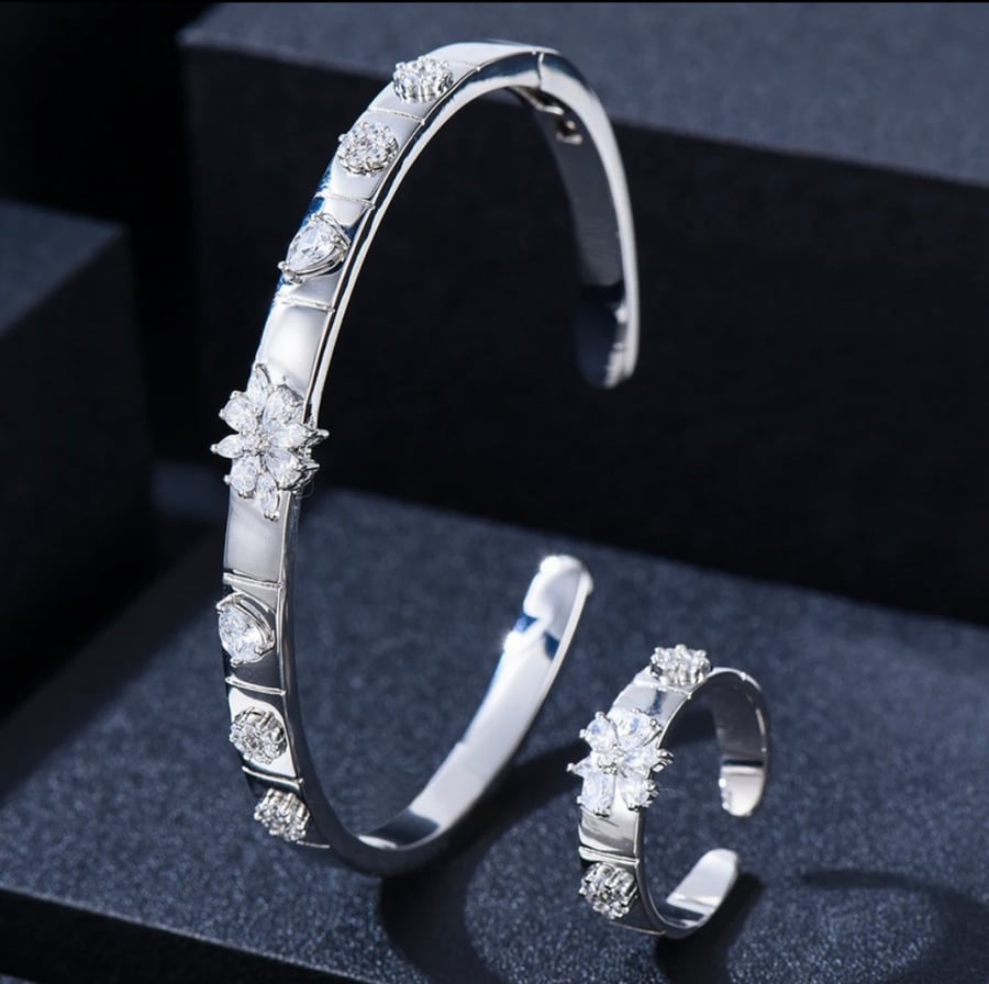 Luxury silver set, bracelet and ring