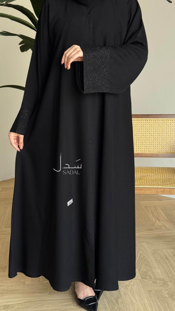 عباية سوداء نص كلوش كريب ملكي كوري