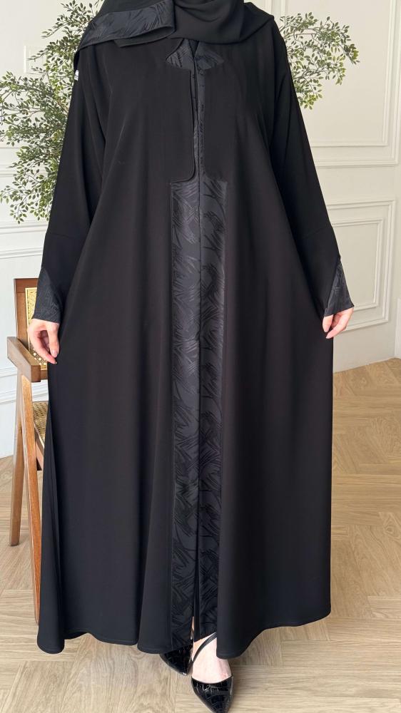 عباية ربع كلوش جاكار مع كريب ملكي