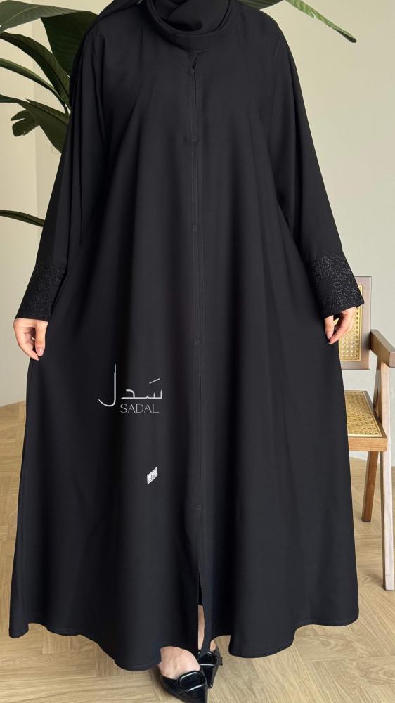 عباية سوداء نص كلوش كريب ملكي كوري
