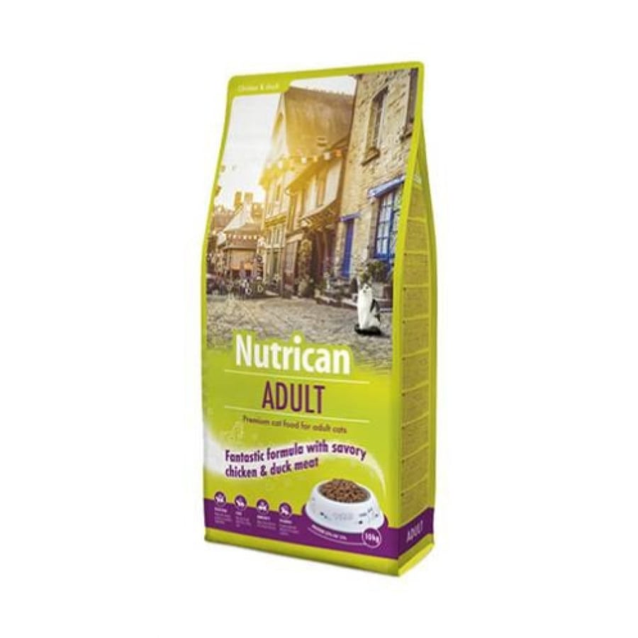 Nutrican اكل جاف للقطط البالغه باحجام مختلفة بالدجاج والبط