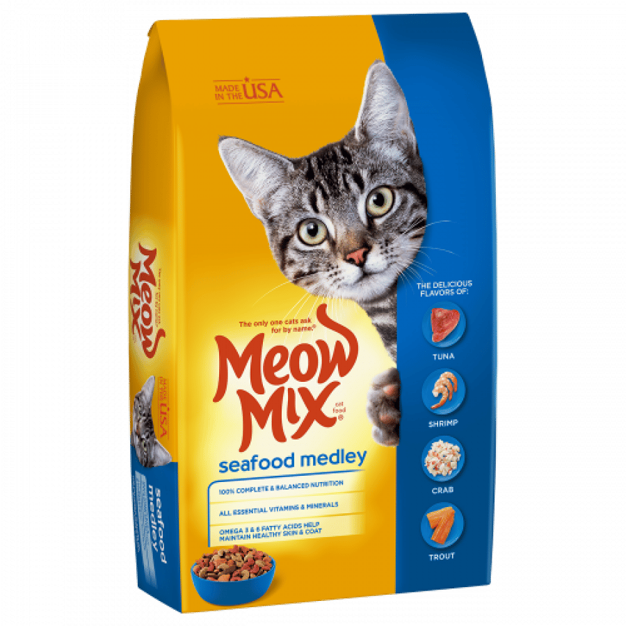 Meow mix dry food for cats, a mixture of marine flavors 1,43 kg