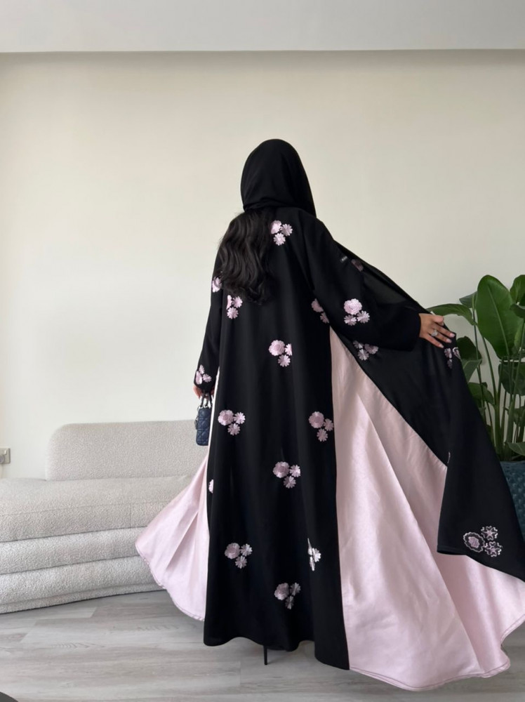 Pink flower abaya