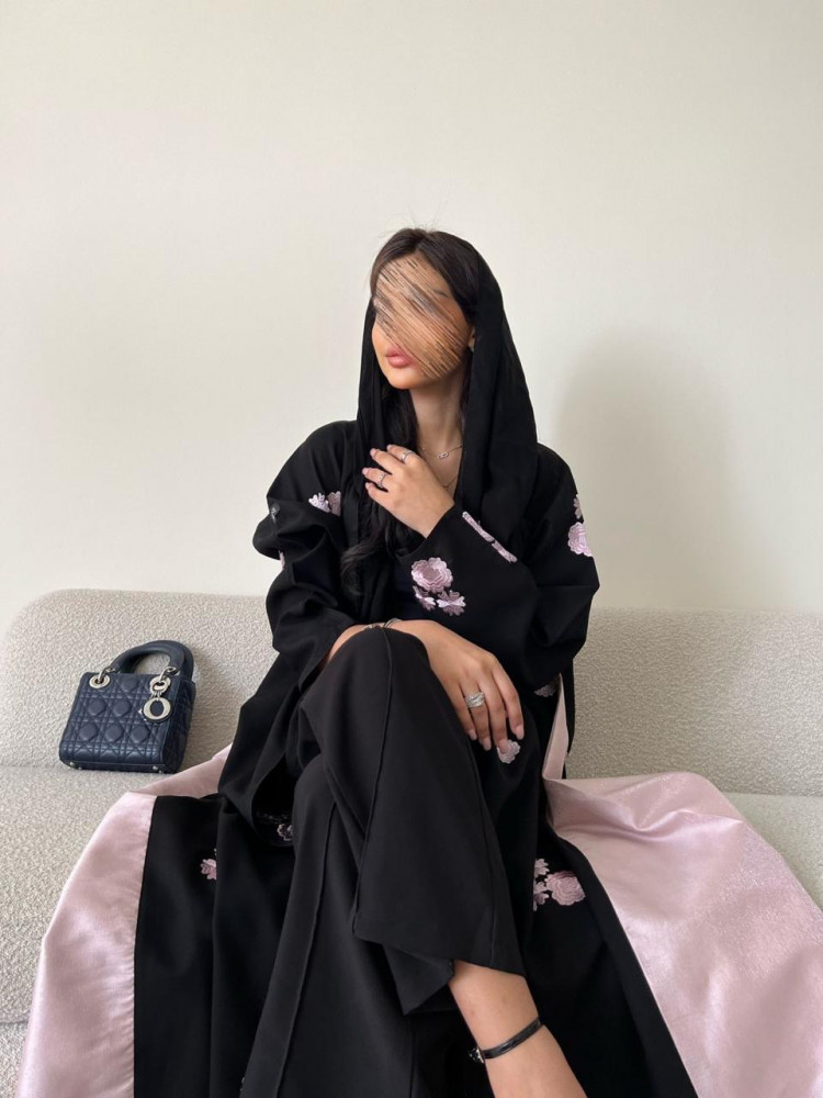 Pink flower abaya