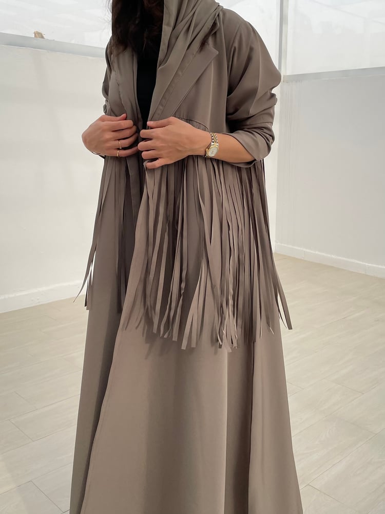Zi Fringed Abaya - Beige