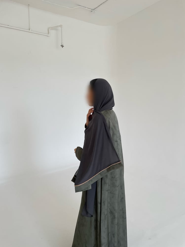 Olive Green Printed Silk Abaya