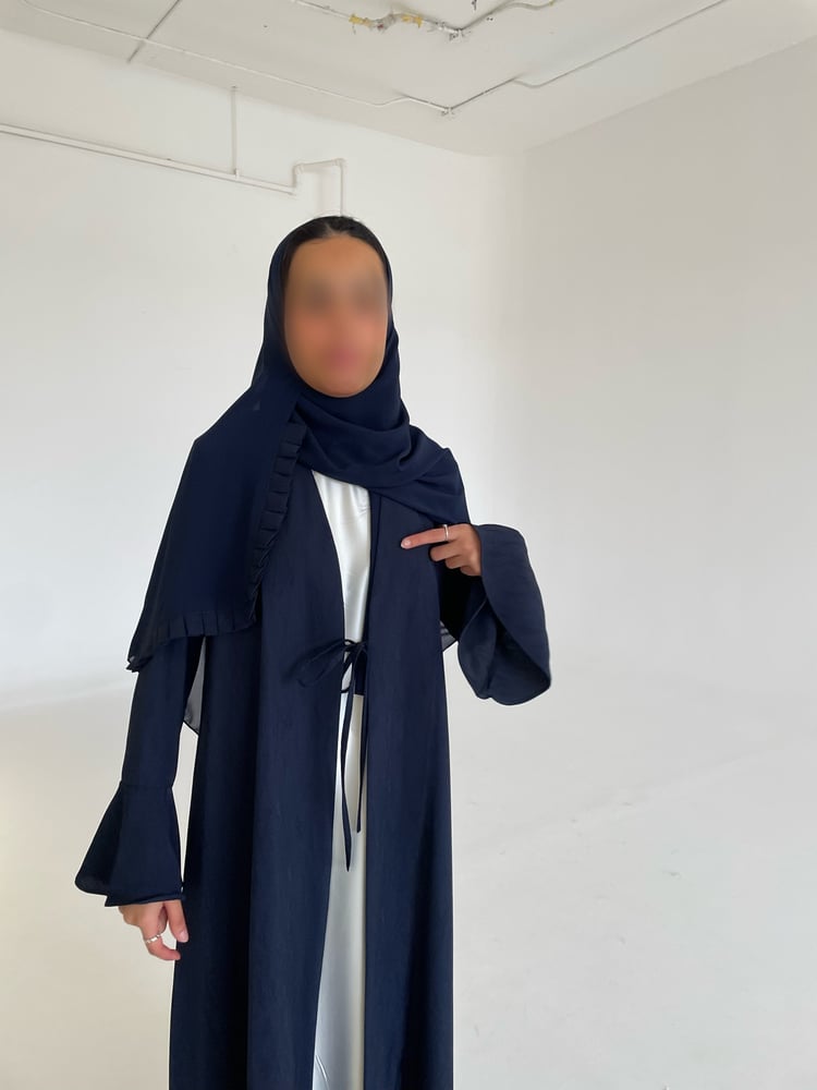 Navy Ruffled Abaya