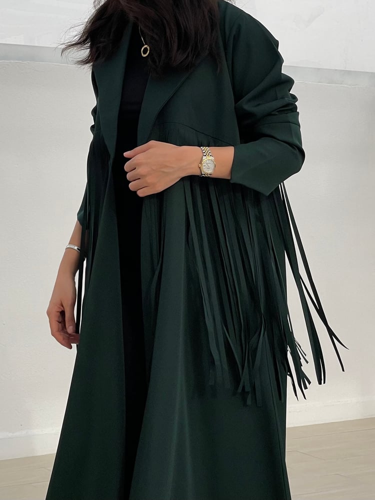 Zi Fringed Abaya - Green