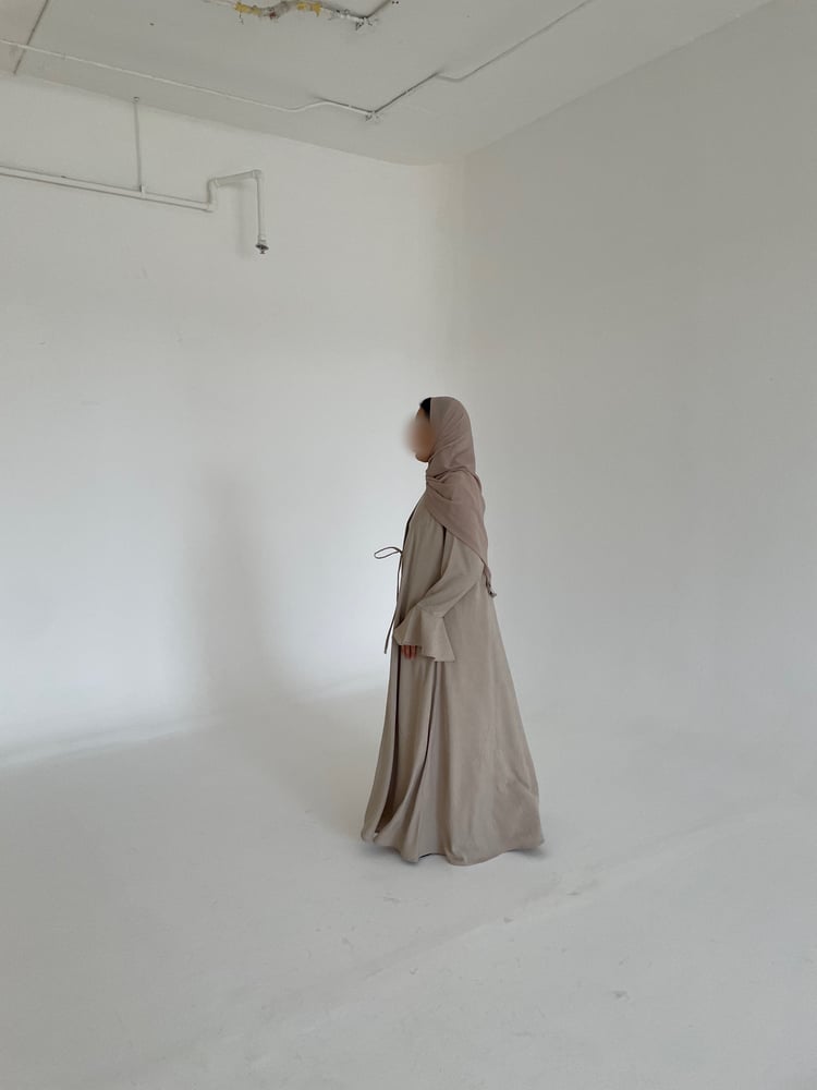 Beige Ruffled Abaya