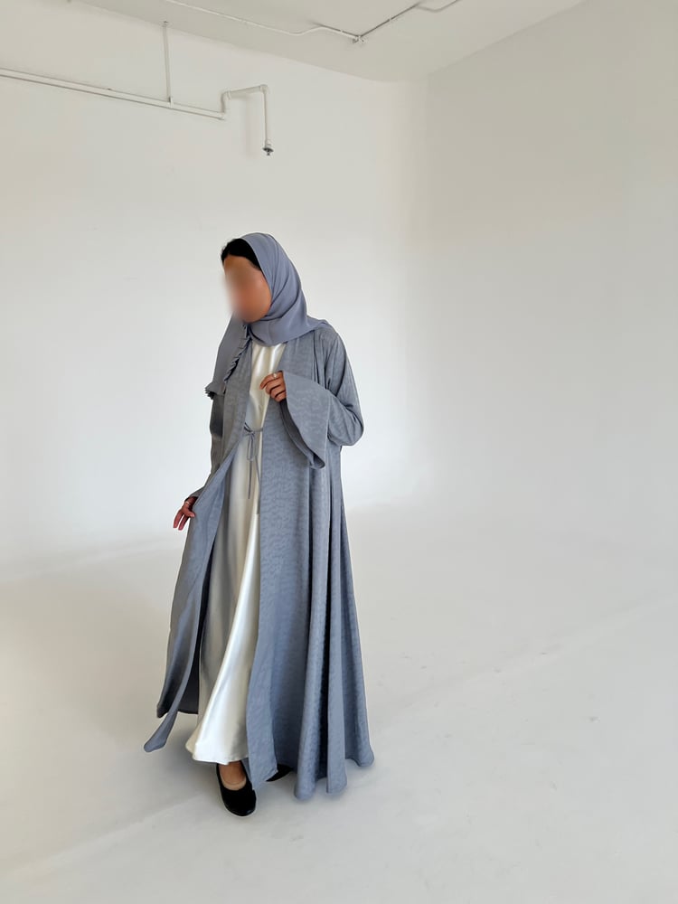 Soft Gray Ruffled Abaya