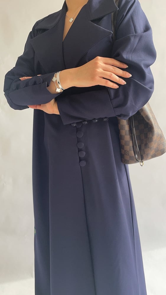 Navy crepe abaya with front buttons
