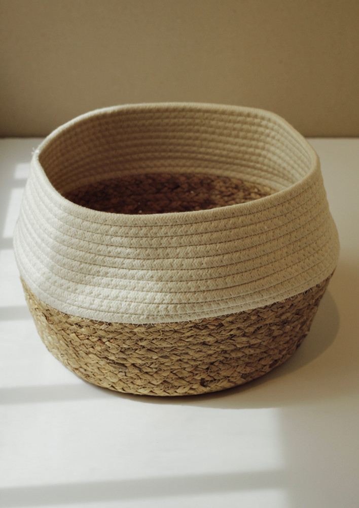 A basket made of sea grass and natural cotton