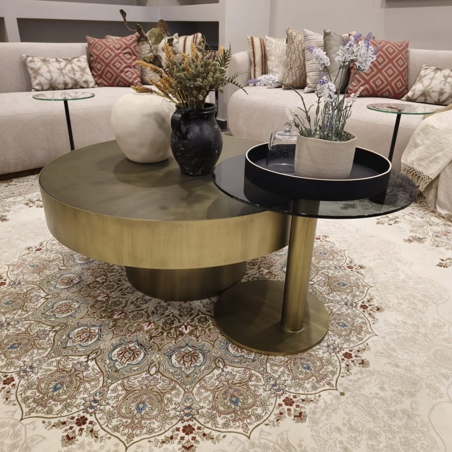 طاولة قهوة الجديدة بسطح خشبي (كبيرة) /NEW COFEE TABLE WITH WOODEN TOP (BIG)