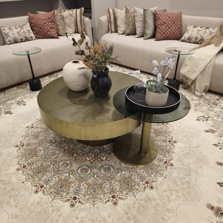 طاولة قهوة الجديدة بسطح خشبي (كبيرة) /NEW COFEE TABLE WITH WOODEN TOP (BIG)