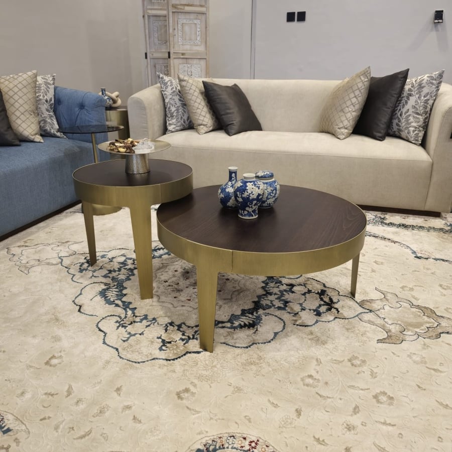 طاولة قهوة مع سطح خشبي (كبير) /(BIG) COFEE TABLE WITH WOODEN TOP