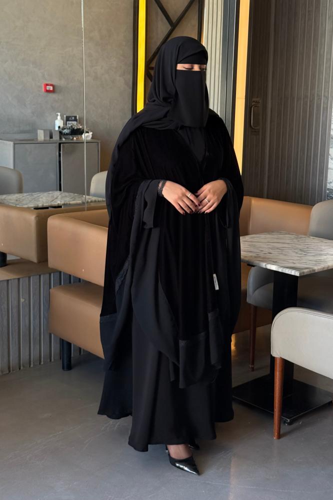 بكج خمار الشيخة مخمل ( خمار الشيخه+ملفع مثلث+نقاب+مثبت طرحه)