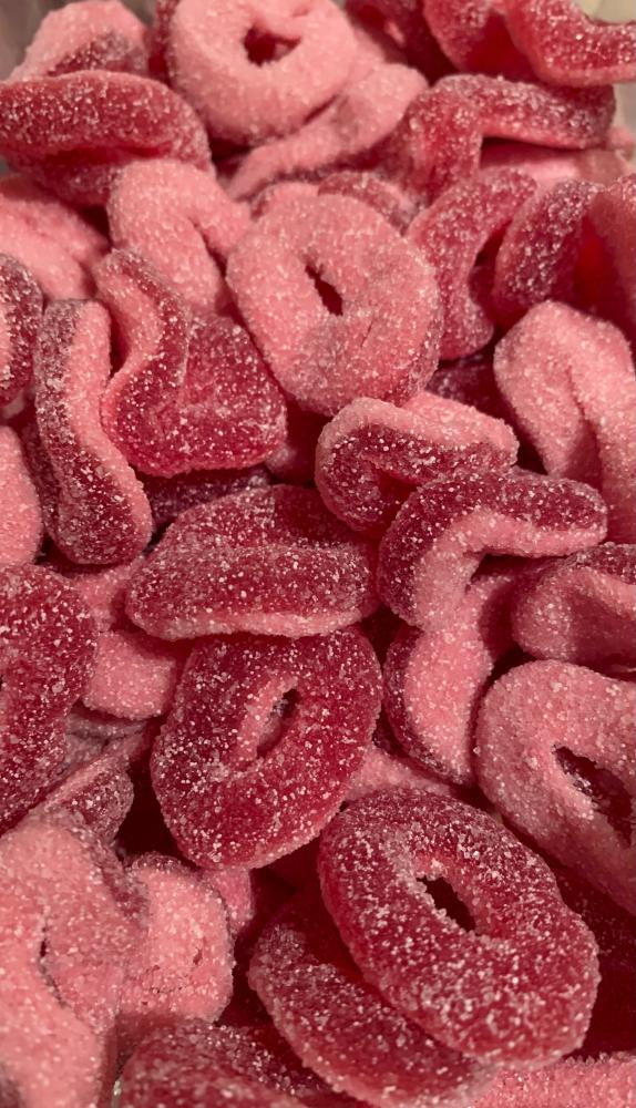 حلقات الفراوله الحامضه 100gr