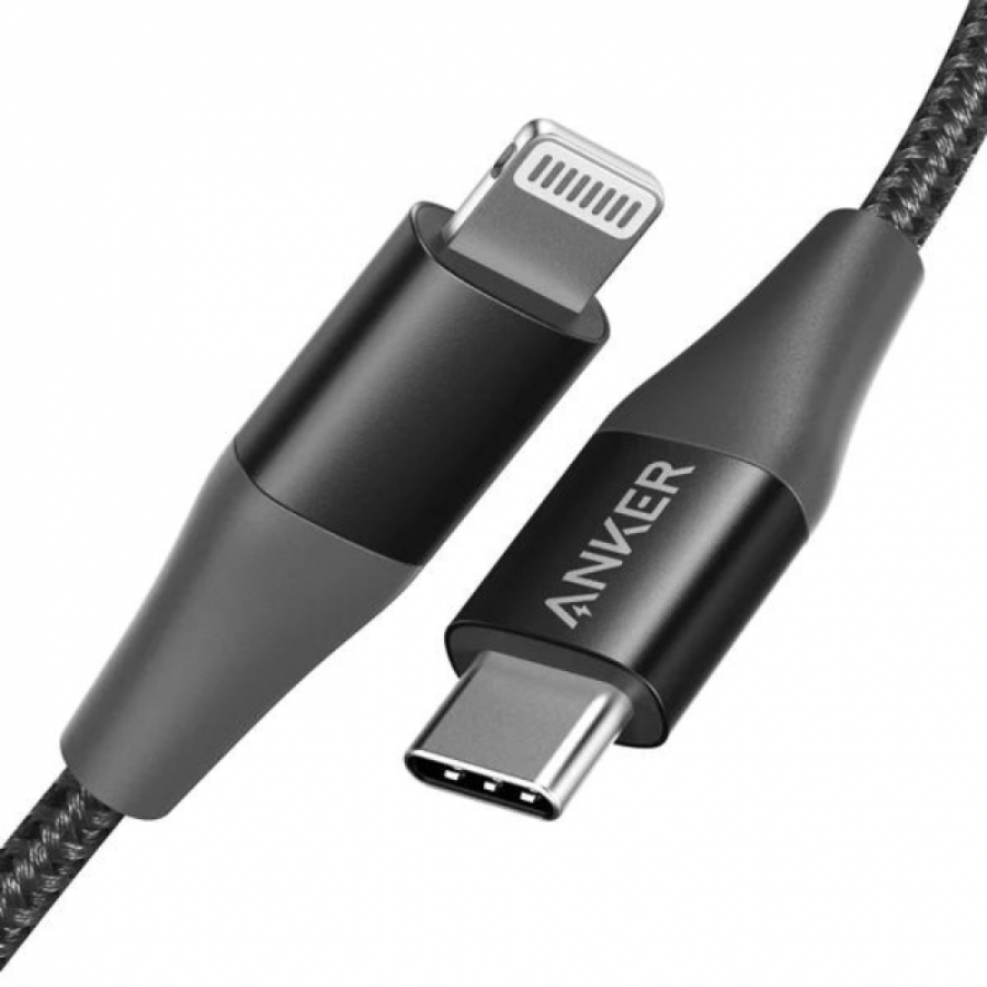 سلك شاحن انكر باورلاين بلس II USB-C إلى iPhone بطول 90 سم باللون الأسو