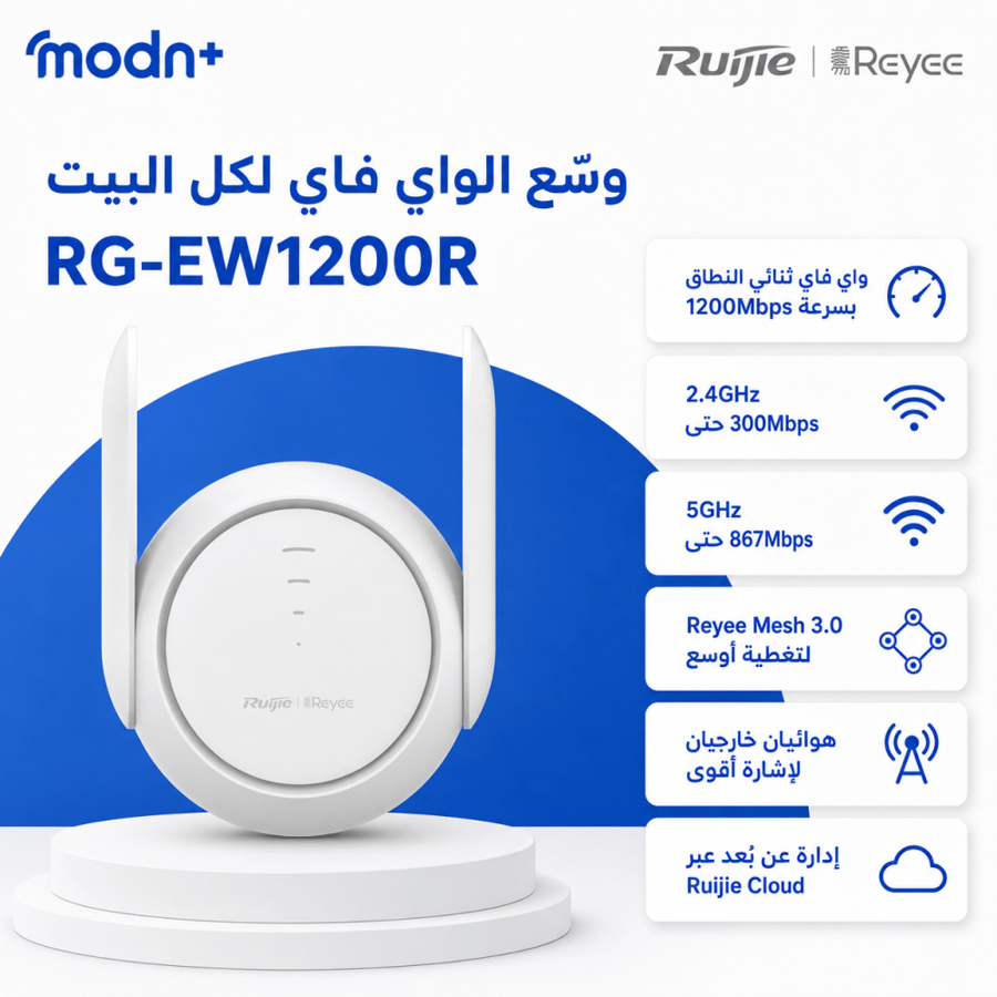 مقوي وموزع إشارة واي فاي ذكي Ruijie موديل REYEE RG-EW1200R (Ruijie REYEE RG-EW1200R Cloud-Managed WiFi Access Point)