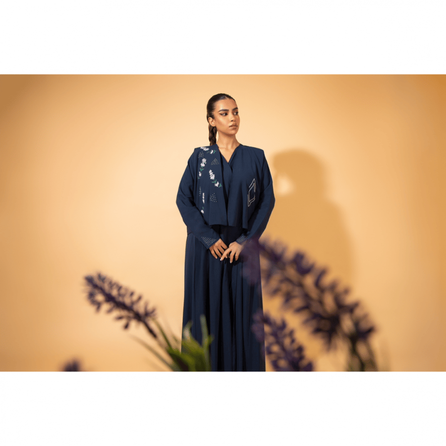Dark blue with purple lavender vest embroidery