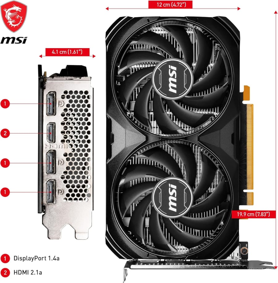كرت شاشة MSI GeForce RTX™ 4060 VENTUS 2X BLACK 8G OC