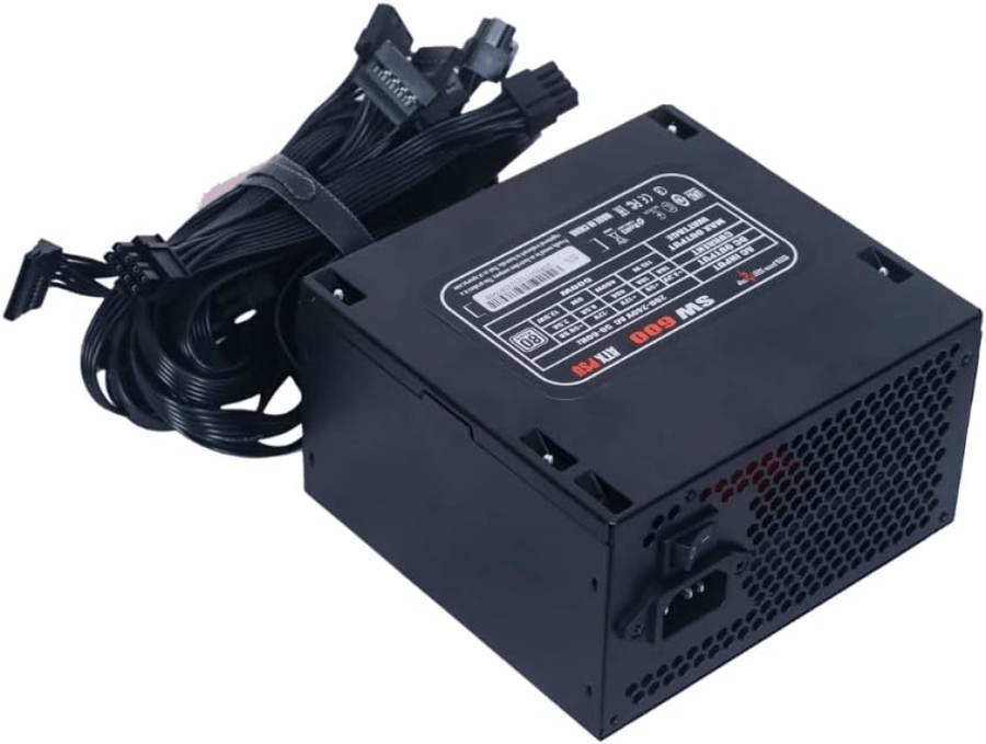 SPEAR SW600 600W 80+ Power Supply – ATX PSU with Silent Fan, High Efficiency, Black Casing, for Gaming and Office PCs